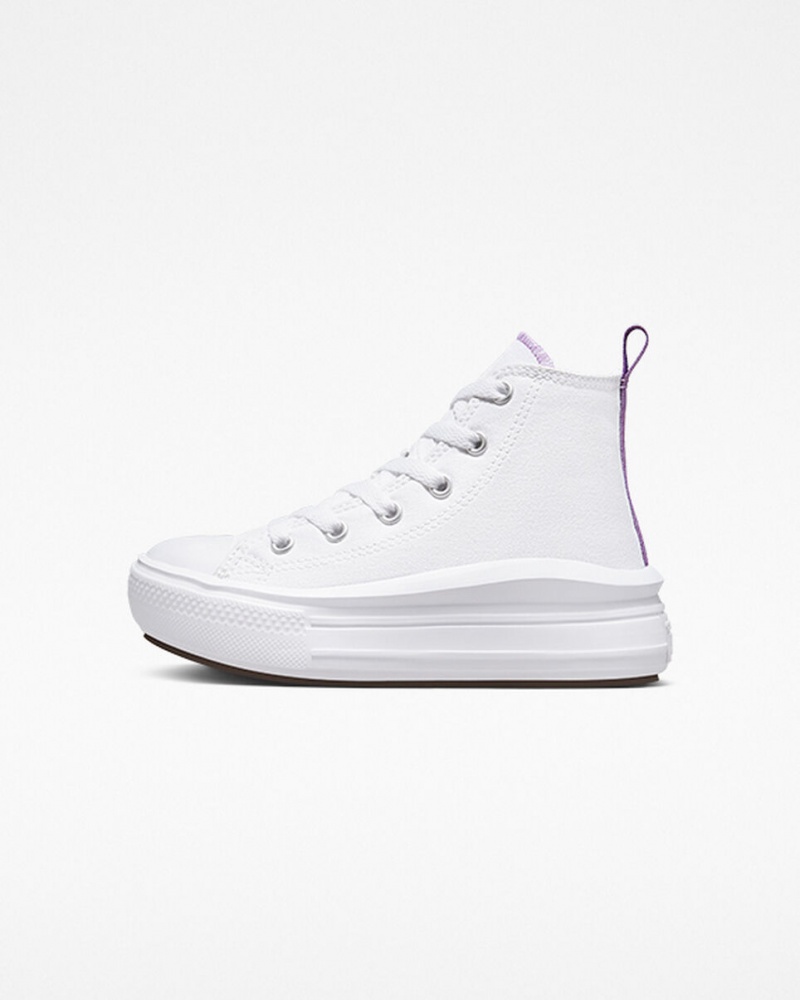 Converse Chuck Taylor All Star Move Plateforme Blanche Violette Blanche  | HKH-1277130