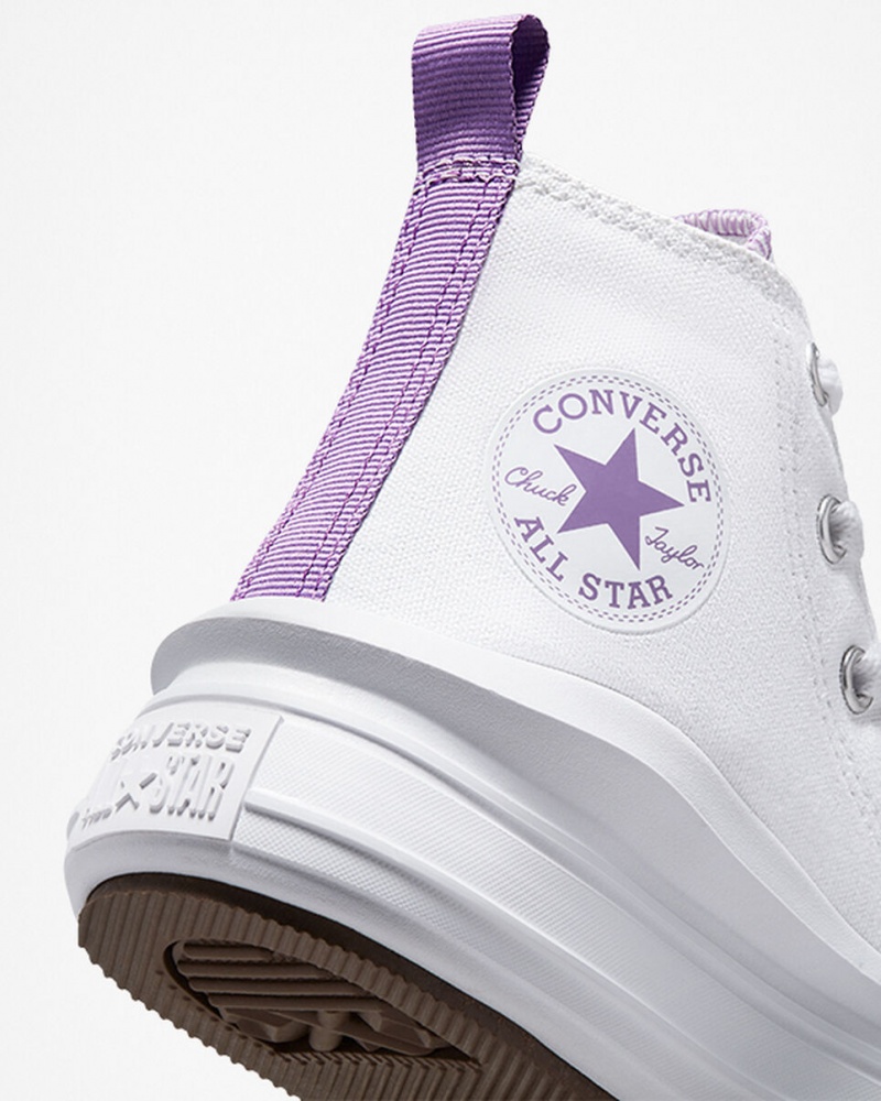 Converse Chuck Taylor All Star Move Plateforme Blanche Violette Blanche  | HKH-1277130