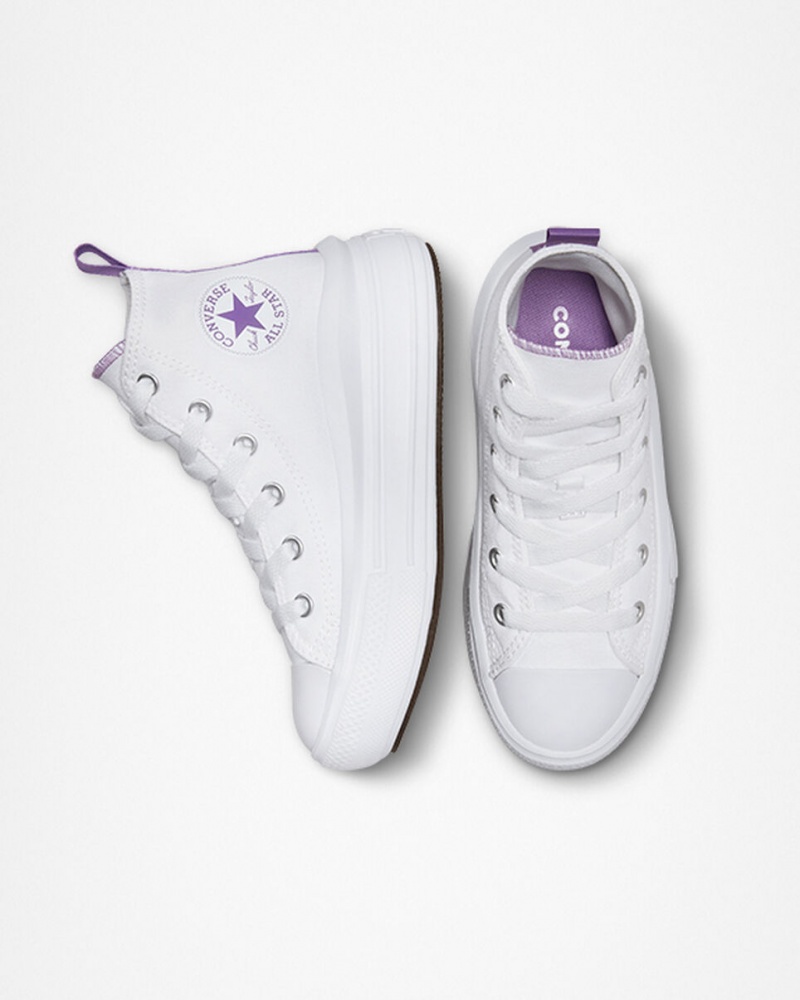 Converse Chuck Taylor All Star Move Plateforme Blanche Violette Blanche  | HKH-1277130