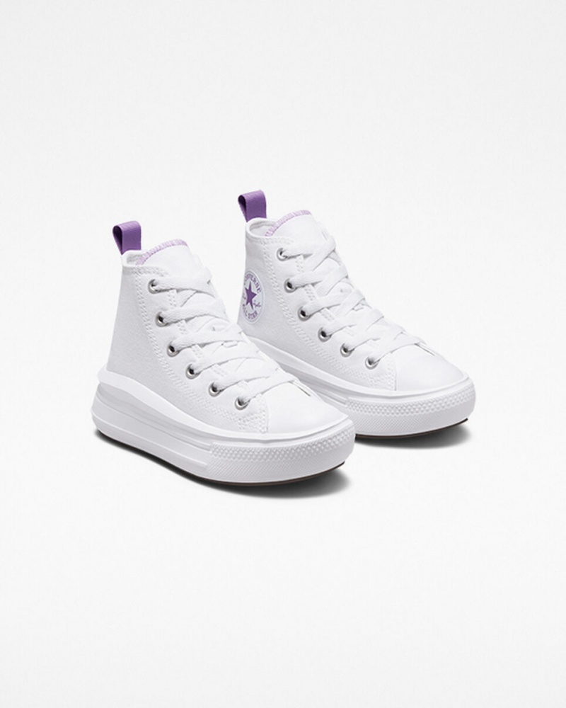 Converse Chuck Taylor All Star Move Plateforme Blanche Violette Blanche  | HKH-1277130