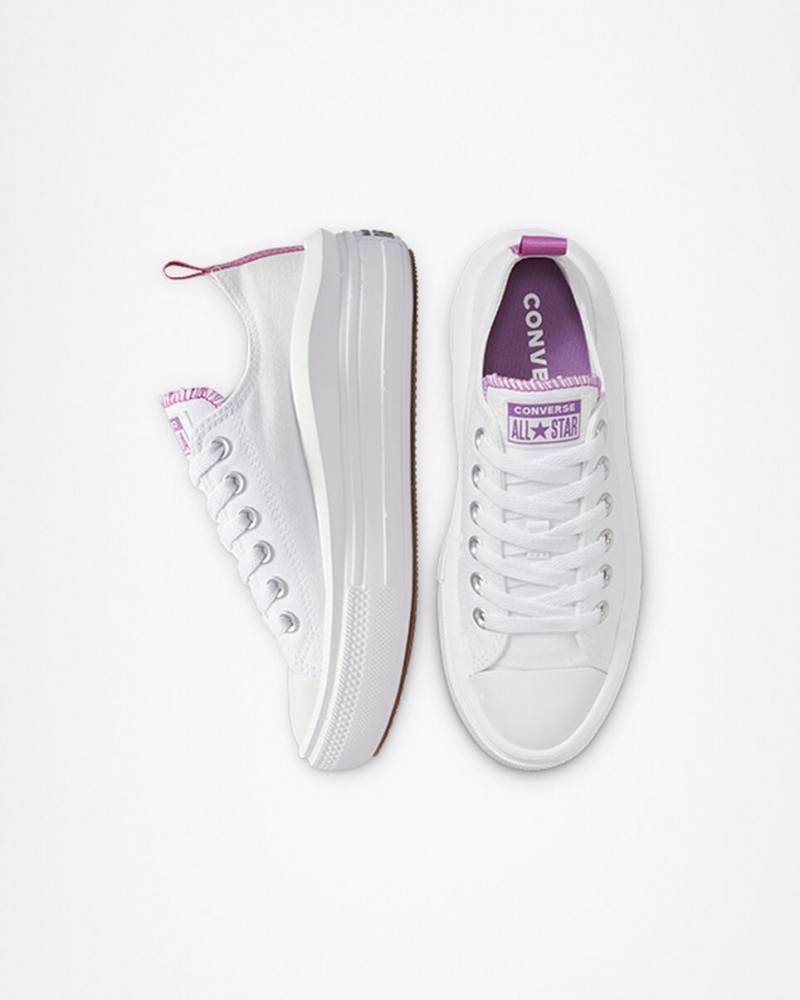 Converse Chuck Taylor All Star Move Plateforme Blanche Violette Blanche  | CDL-5014295