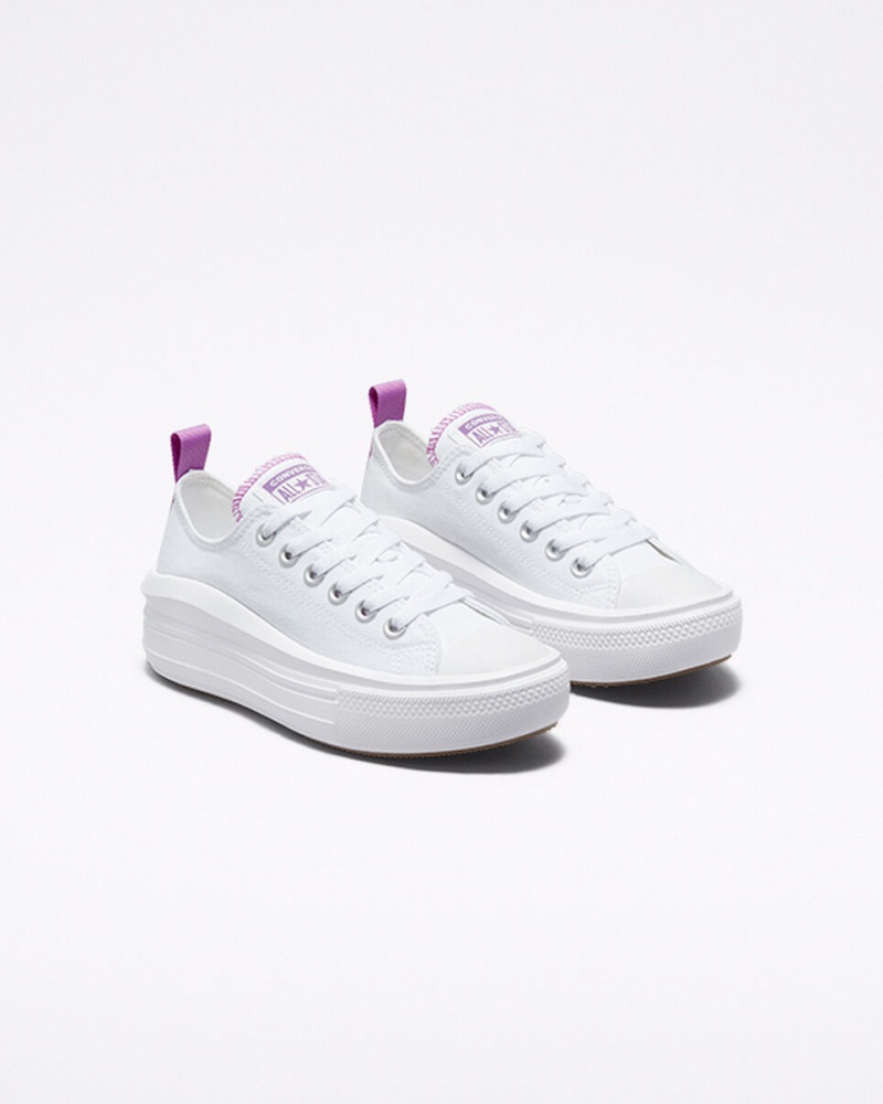 Converse Chuck Taylor All Star Move Plateforme Blanche Violette Blanche  | CDL-5014295