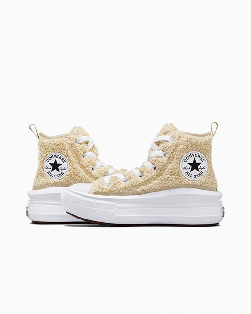 Converse Chuck Taylor All Star Move Plateforme Sherpa Blanche Noir  | JSR-3516109