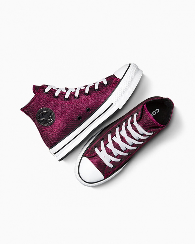 Converse Chuck Taylor All Star Plateforme Lift Sparkle Rose Blanche Noir  | CGY-8489228