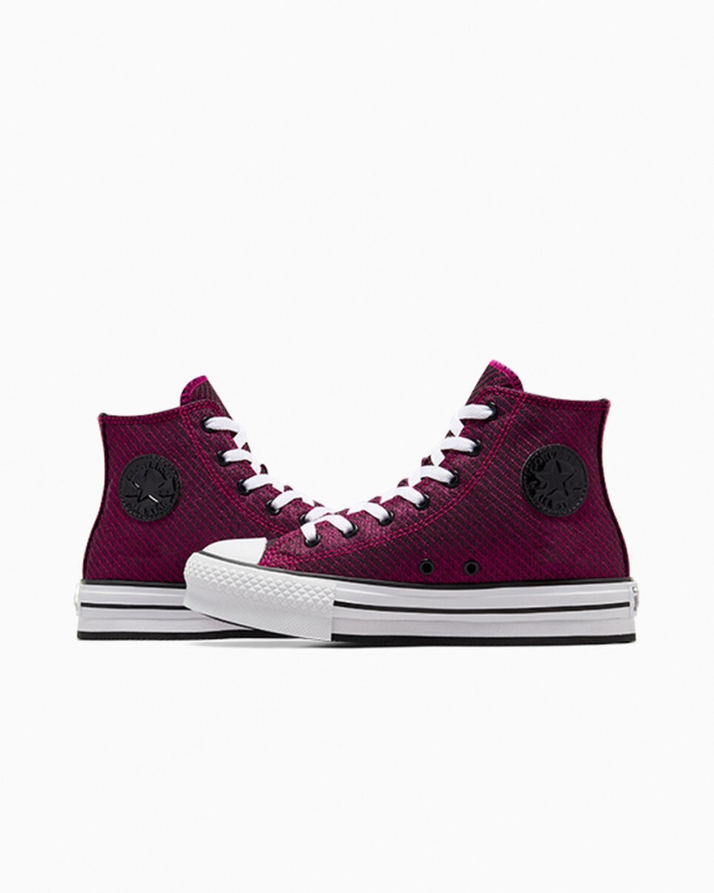 Converse Chuck Taylor All Star Plateforme Lift Sparkle Rose Blanche Noir  | CGY-8489228