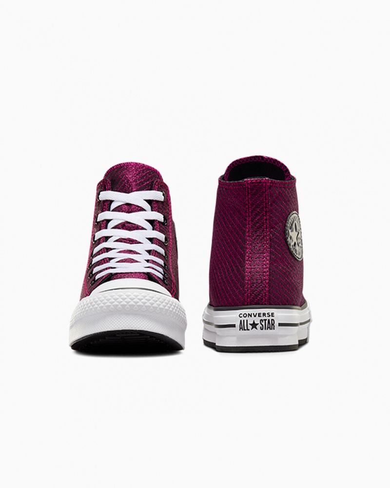 Converse Chuck Taylor All Star Plateforme Lift Sparkle Rose Blanche Noir  | CGY-8489228