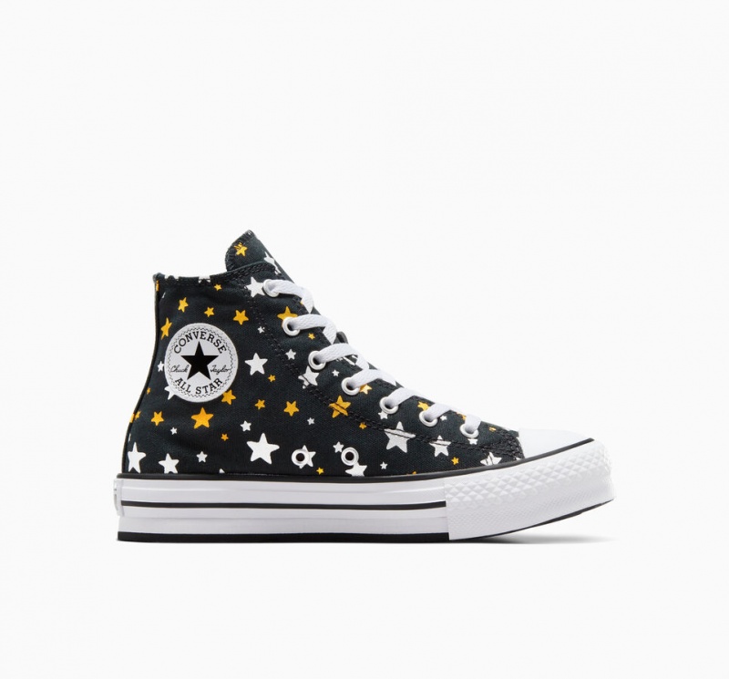 Converse Chuck Taylor All Star Plateforme Lift Sparkle Noir Argent Doré  | PHC-6412644