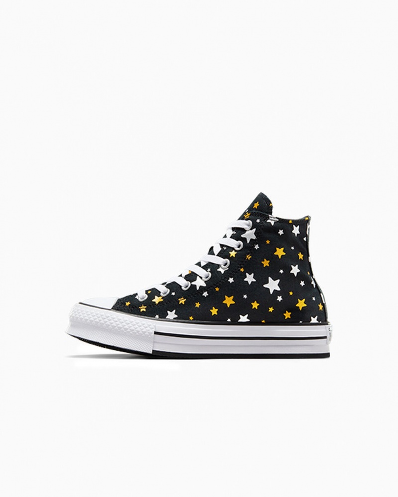 Converse Chuck Taylor All Star Plateforme Lift Sparkle Noir Argent Doré  | PHC-6412644