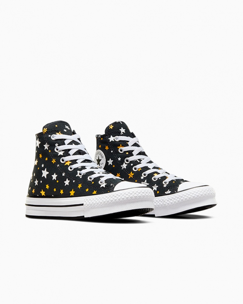 Converse Chuck Taylor All Star Plateforme Lift Sparkle Noir Argent Doré  | PHC-6412644