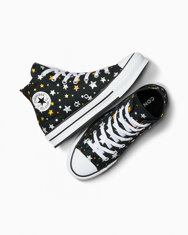 Converse Chuck Taylor All Star Plateforme Lift Sparkle Noir Argent Doré  | PHC-6412644