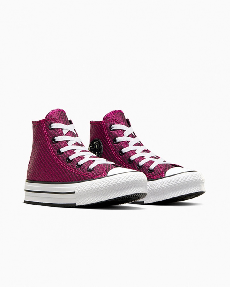 Converse Chuck Taylor All Star Plateforme Lift Sparkle Rose Blanche Noir  | DOV-7137963