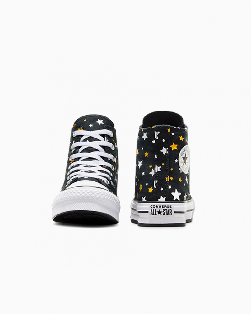 Converse Chuck Taylor All Star Plateforme Lift Sparkle Noir Argent Doré  | PHC-6412644