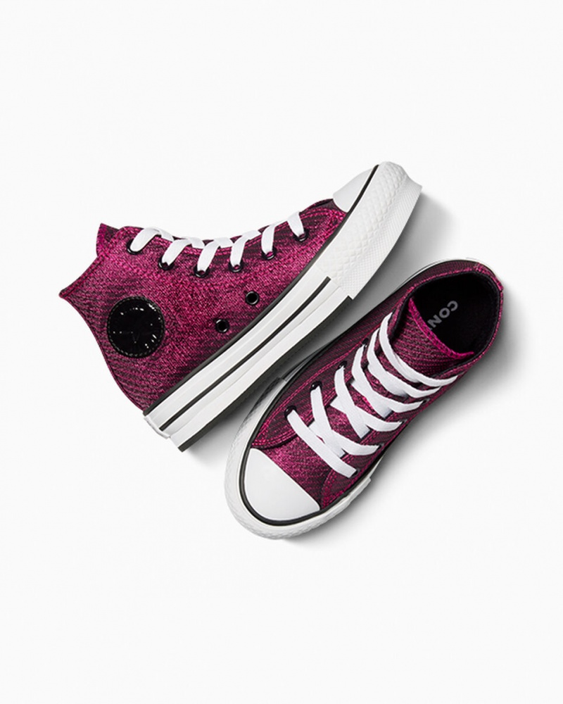 Converse Chuck Taylor All Star Plateforme Lift Sparkle Rose Blanche Noir  | DOV-7137963