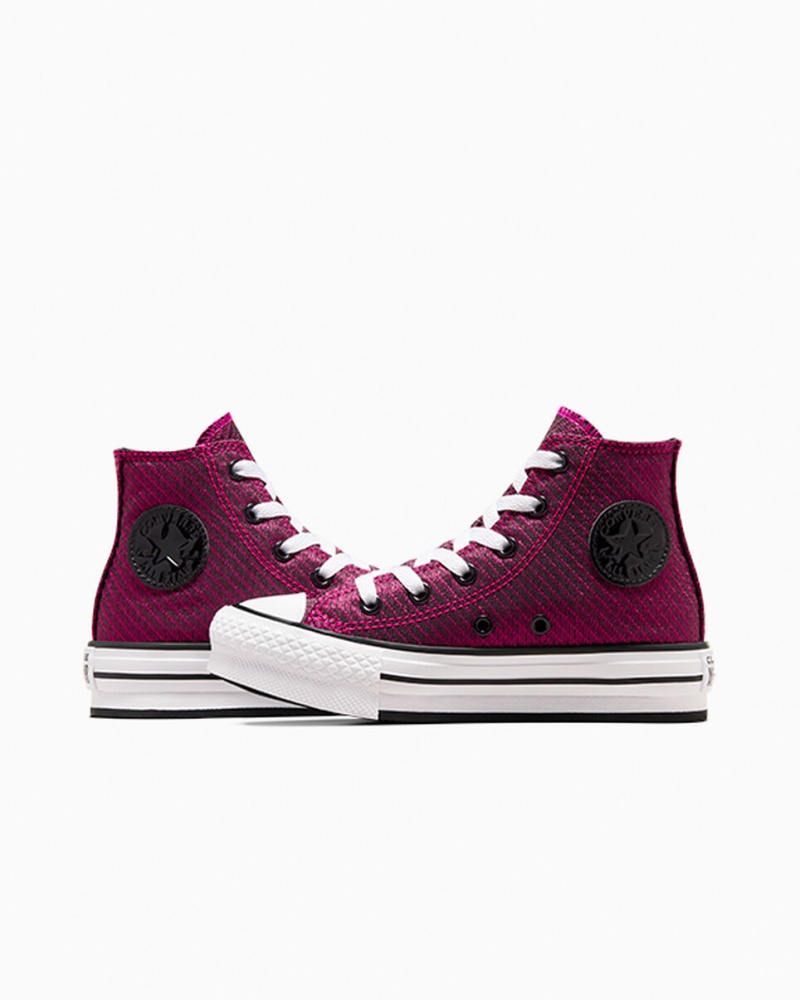 Converse Chuck Taylor All Star Plateforme Lift Sparkle Rose Blanche Noir  | DOV-7137963