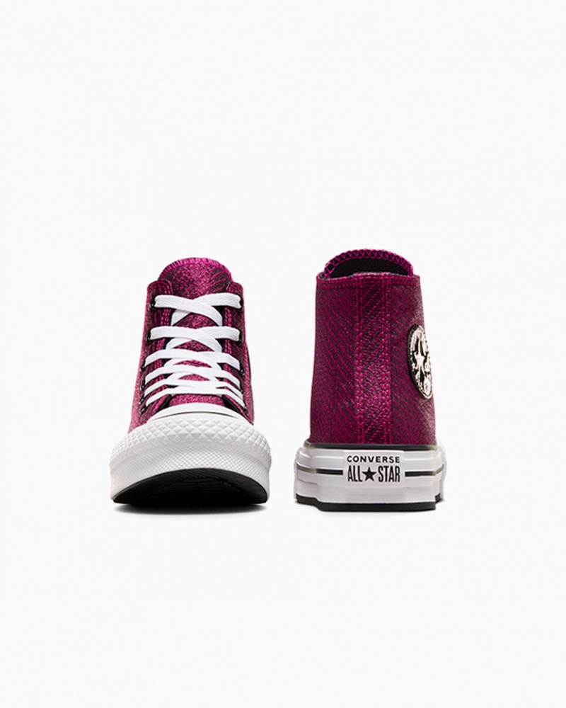 Converse Chuck Taylor All Star Plateforme Lift Sparkle Rose Blanche Noir  | DOV-7137963