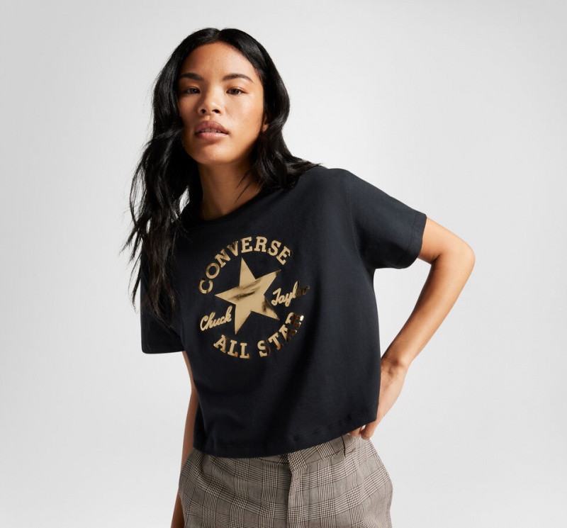 Converse Chuck Taylor Patch Cropped T-Shirt Noir  | FDI-8084937