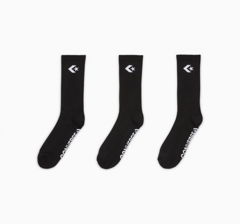 Converse 3-Pack Embroidered Crew Socks Noir  | EVM-3930727