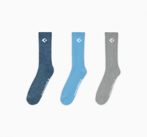 Converse 3-Pack Embroidered Crew Socks Bleu Bleu  | JRE-7161315