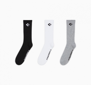 Converse 3-Pack Embroidered Crew Socks Noir Blanche Grise  | RRV-0615671