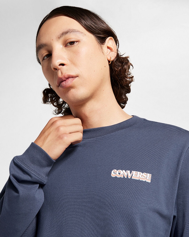 Converse All Star D'hiver Chill Long-Sleeve T-Shirt Bleu  | FTV-3049632