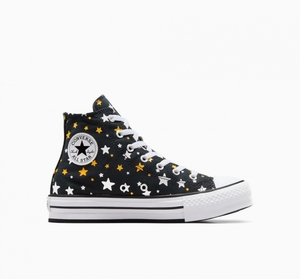 Converse Chuck Taylor All Star Plateforme Lift Sparkle Noir Argent Doré  | RNC-1280961