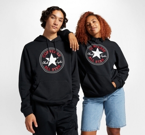 Converse Converse Go-To All Star Patch Standard-Fit Fleece Pullover Hoodie Noir  | GYN-3920968