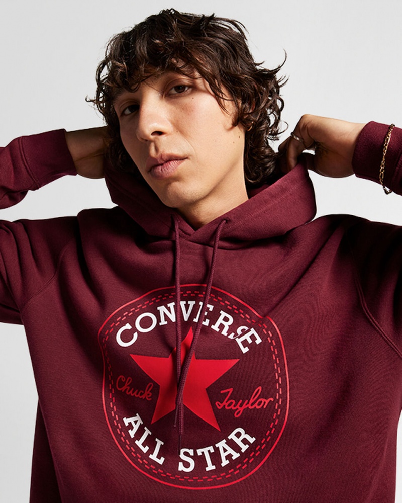 Converse Converse Go-To All Star Patch Standard-Fit Fleece Pullover Hoodie Noir  | CFH-0177714