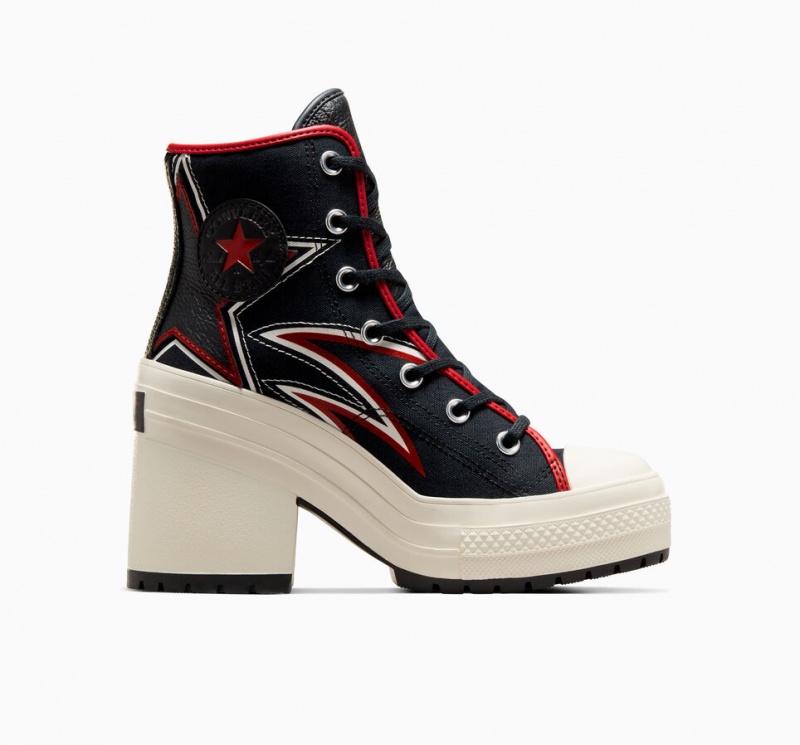 Converse Chuck 70 De Luxe Heel Moto Noir Rouge  | OMD-0905507