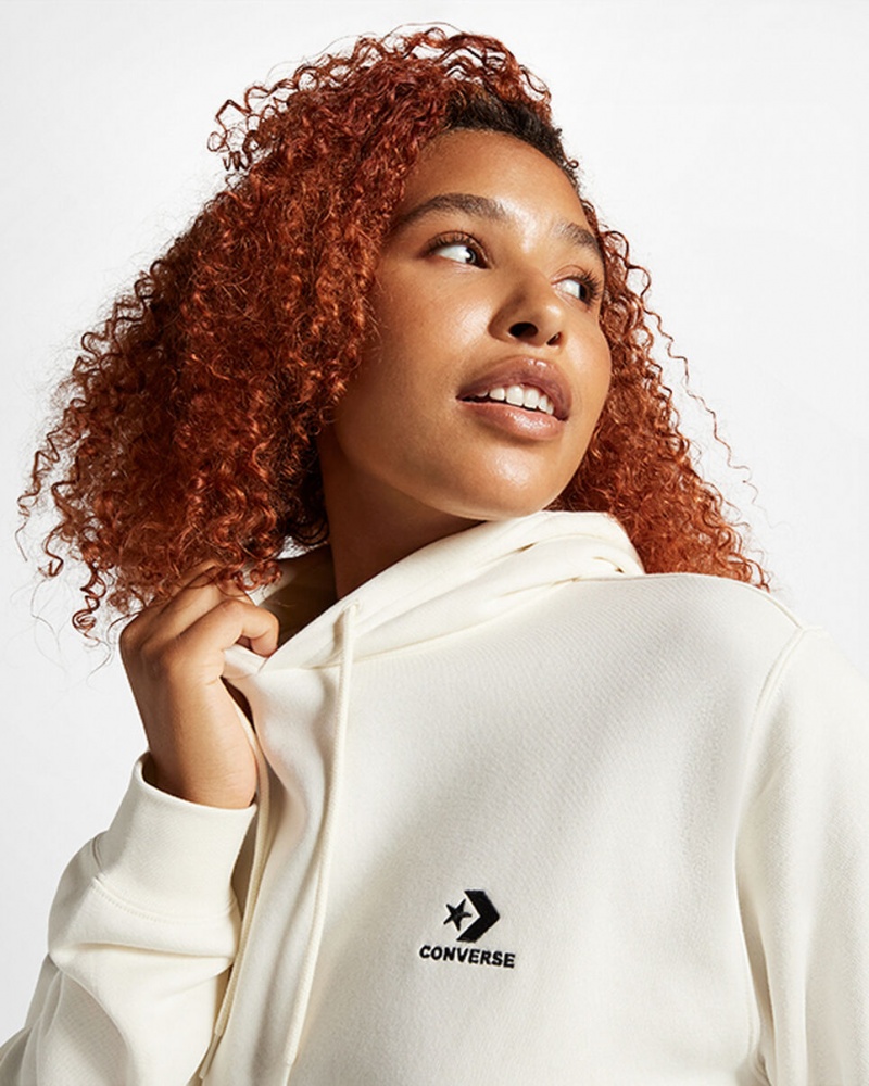 Converse Converse Go-To Embroidered Star Chevron Standard-Fit Fleece Hoodie Egret  | BET-1770040