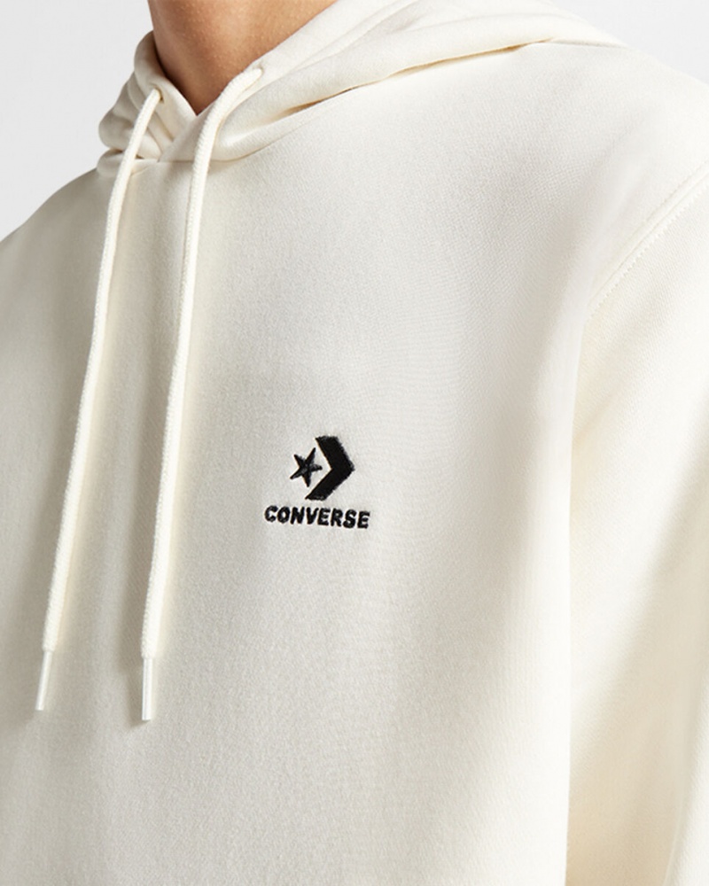 Converse Converse Go-To Embroidered Star Chevron Standard-Fit Fleece Hoodie Egret  | BET-1770040