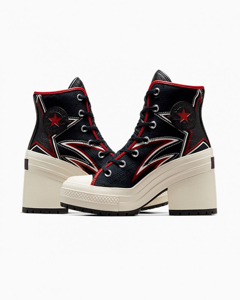 Converse Chuck 70 De Luxe Heel Moto Noir Rouge  | OMD-0905507