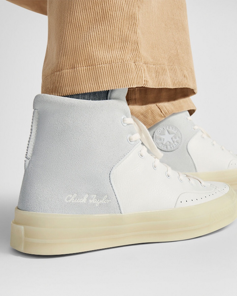 Converse Chuck 70 Marquis Cuir Blanche Grise  | NHC-4194286