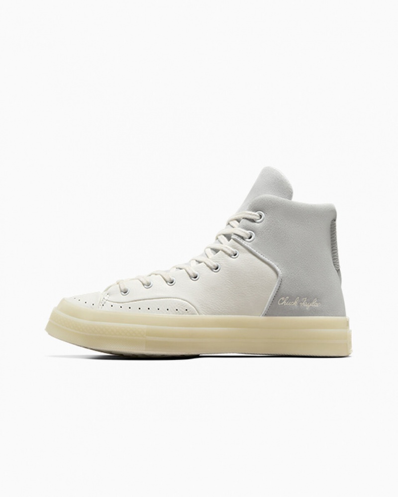 Converse Chuck 70 Marquis Cuir Blanche Grise  | NHC-4194286