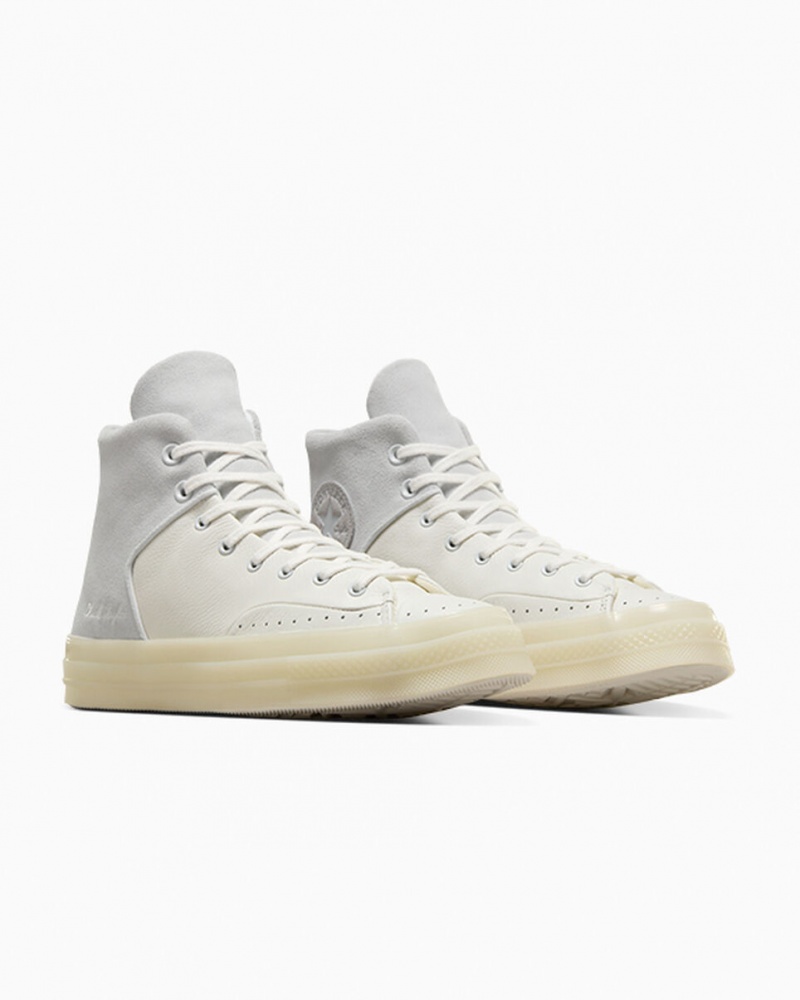 Converse Chuck 70 Marquis Cuir Blanche Grise  | NHC-4194286