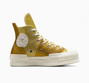 Converse Chuck 70 Plus Glitter Blanche Doré Foncé  | CZE-4565478