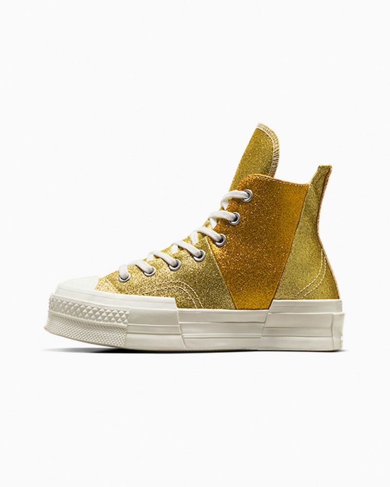 Converse Chuck 70 Plus Glitter Blanche Doré Foncé  | CZE-4565478