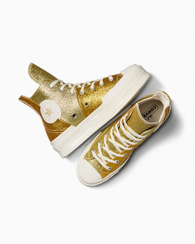 Converse Chuck 70 Plus Glitter Blanche Doré Foncé  | CZE-4565478