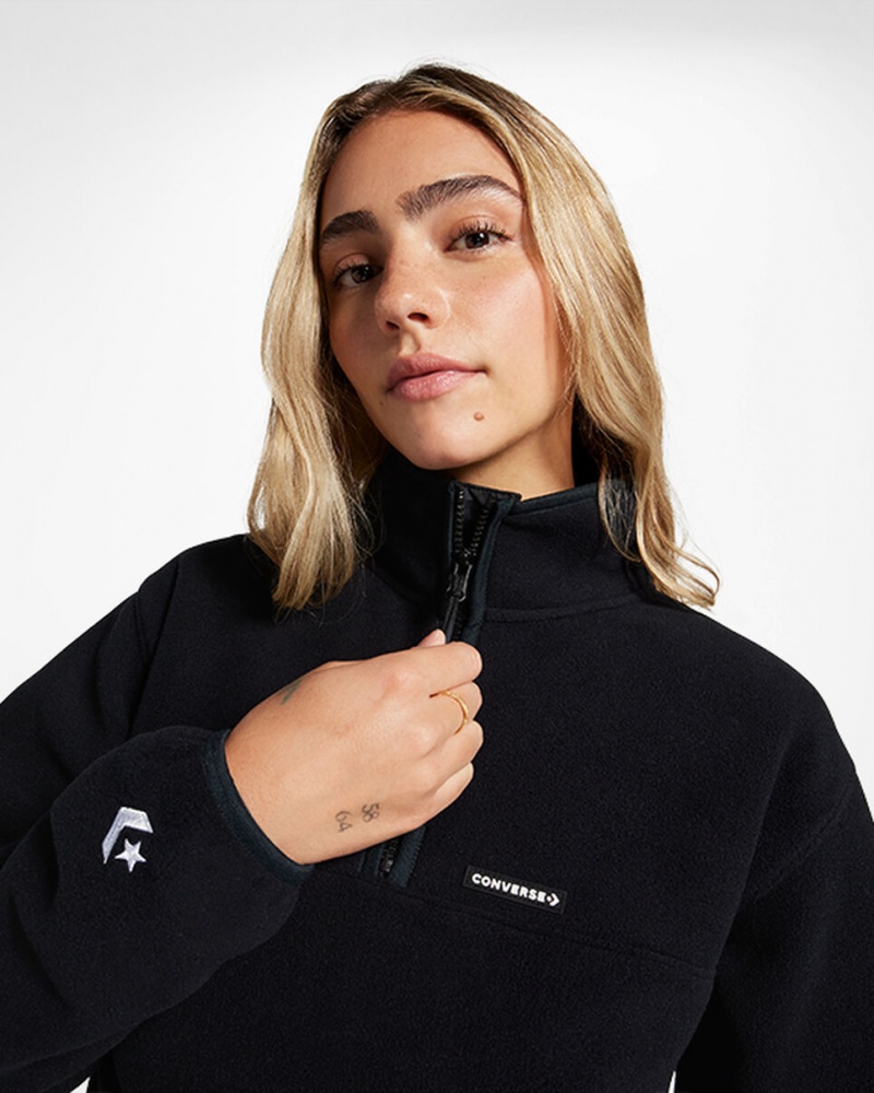 Converse Counter Climate Polar Fleece Half-Zip Popover Noir  | YEZ-0358155