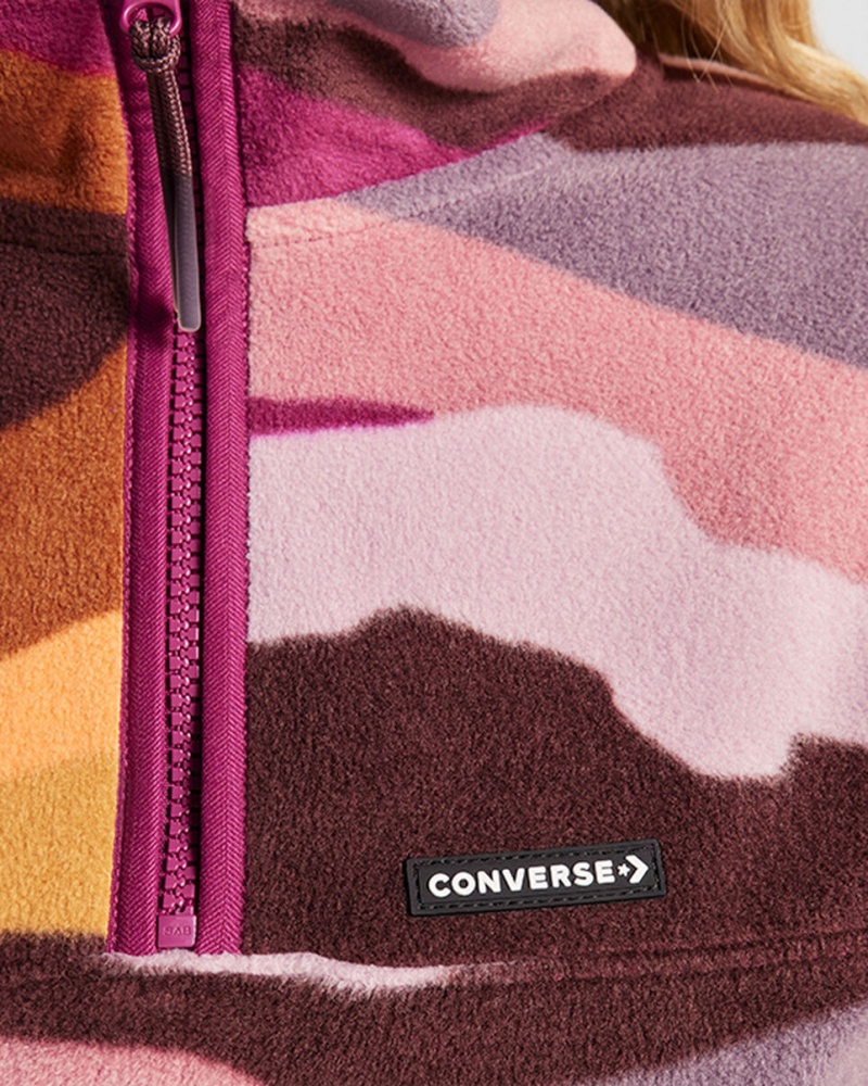 Converse Counter Climate Polar Fleece Abstract Half-Zip Popover Phantom Violet Multi  | MZX-5244658