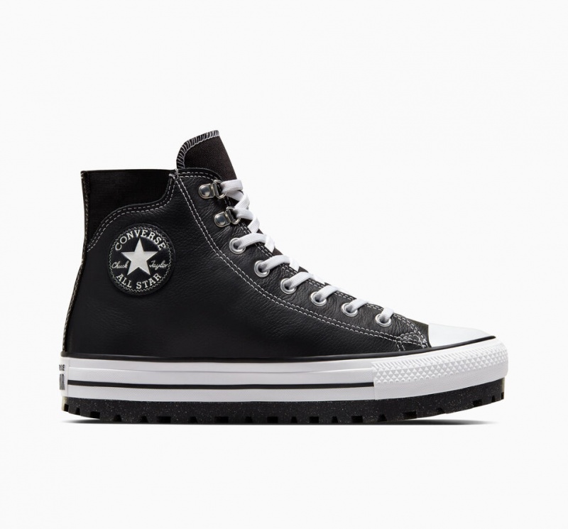 Converse Chuck Taylor All Star City Trek Imperméables Boot Noir Blanche Argent  | QBM-9814959