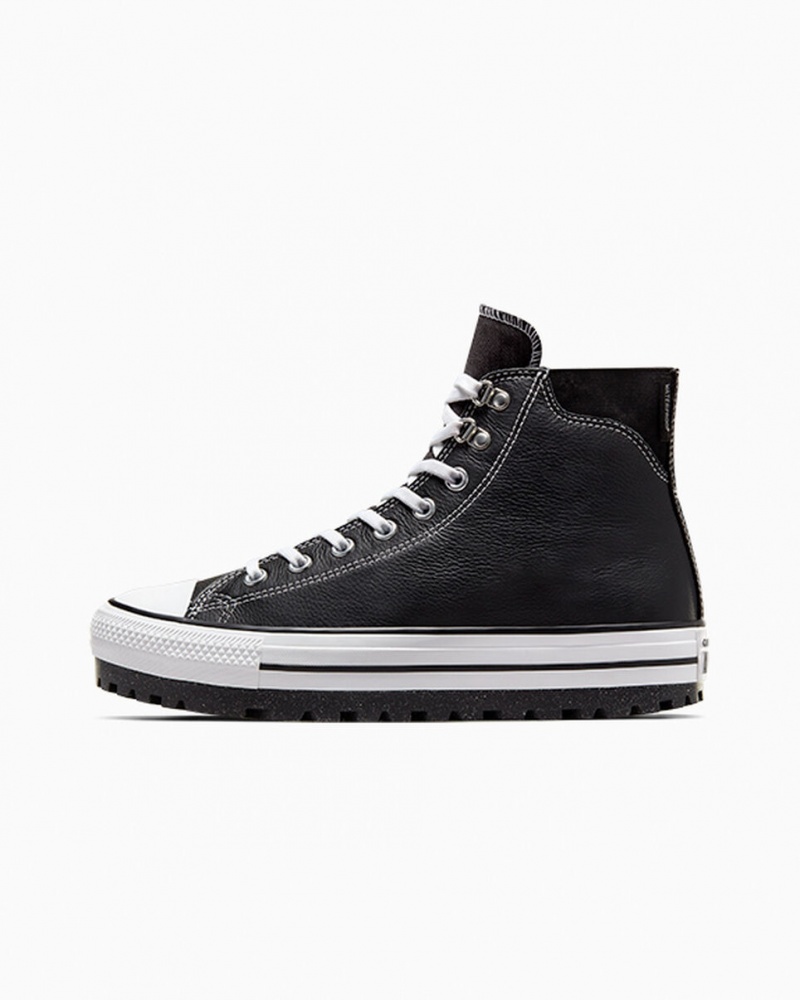 Converse Chuck Taylor All Star City Trek Imperméables Boot Noir Blanche Argent  | QBM-9814959