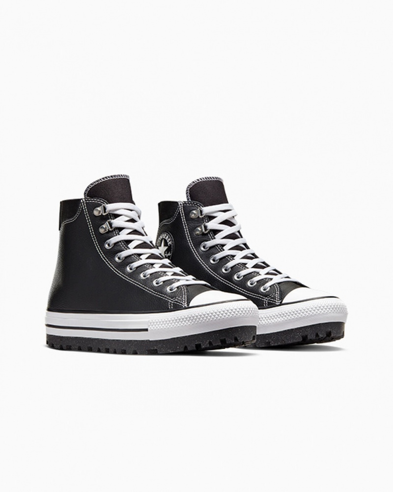 Converse Chuck Taylor All Star City Trek Imperméables Boot Noir Blanche Argent  | QBM-9814959