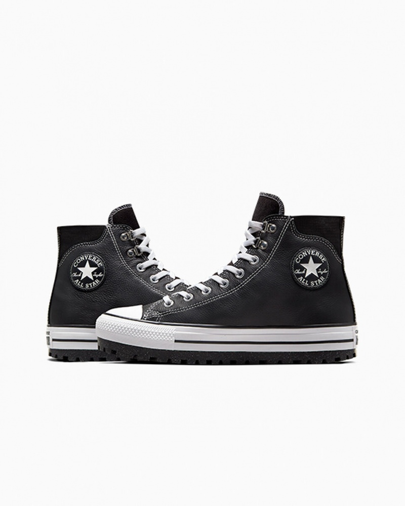 Converse Chuck Taylor All Star City Trek Imperméables Boot Noir Blanche Argent  | QBM-9814959