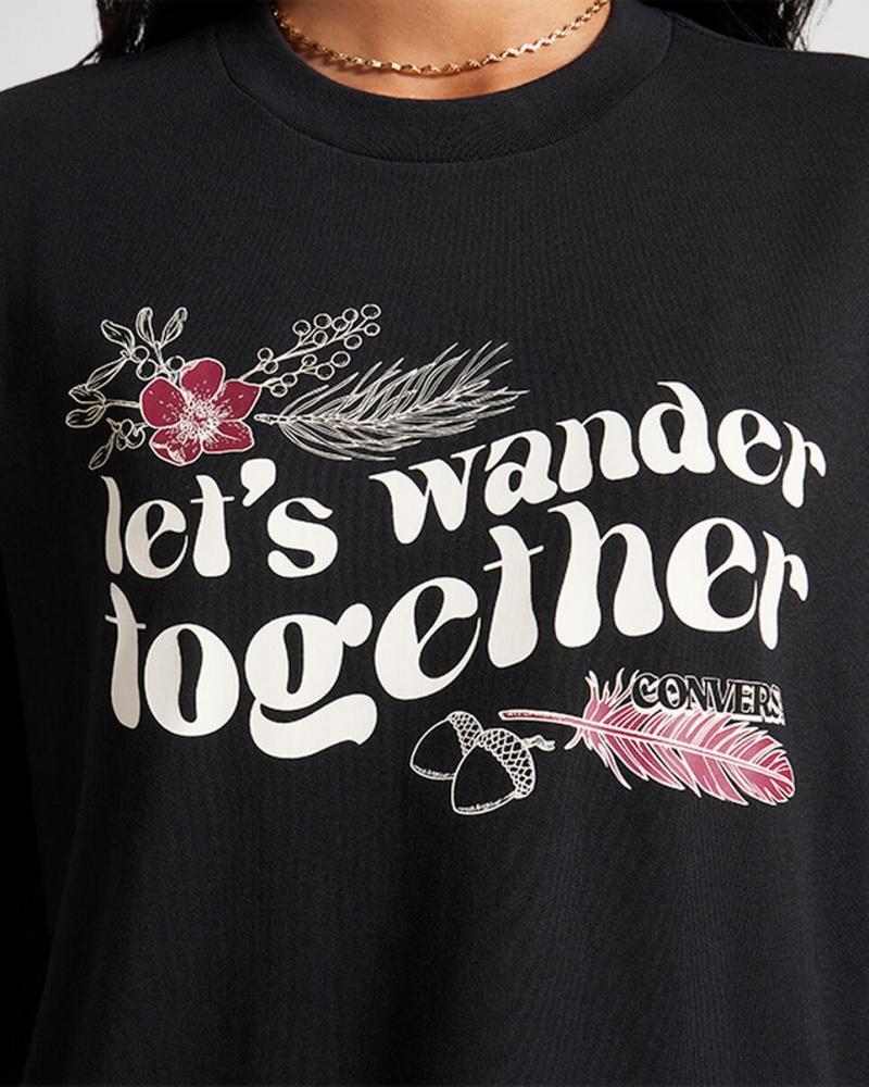 Converse Let's Wander Together Long Sleeve T-Shirt Noir  | BBP-3728820