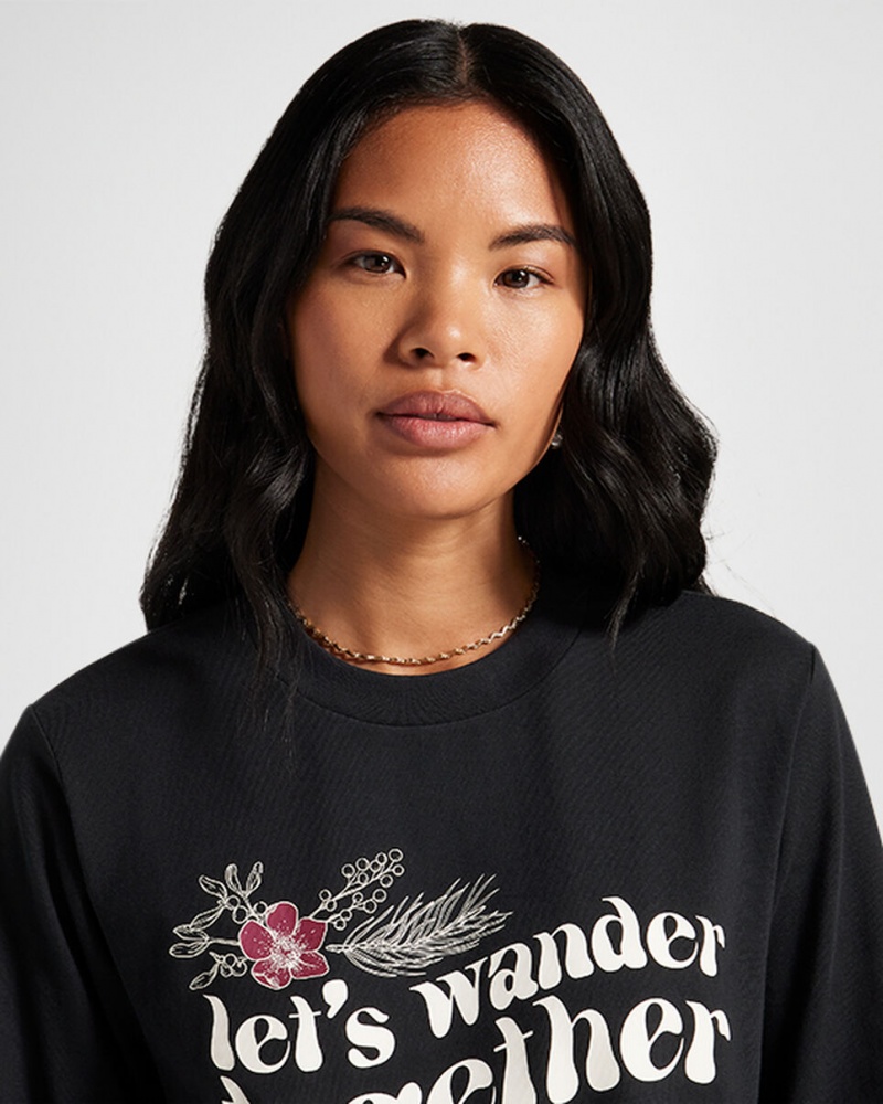 Converse Let's Wander Together Long Sleeve T-Shirt Noir  | BBP-3728820