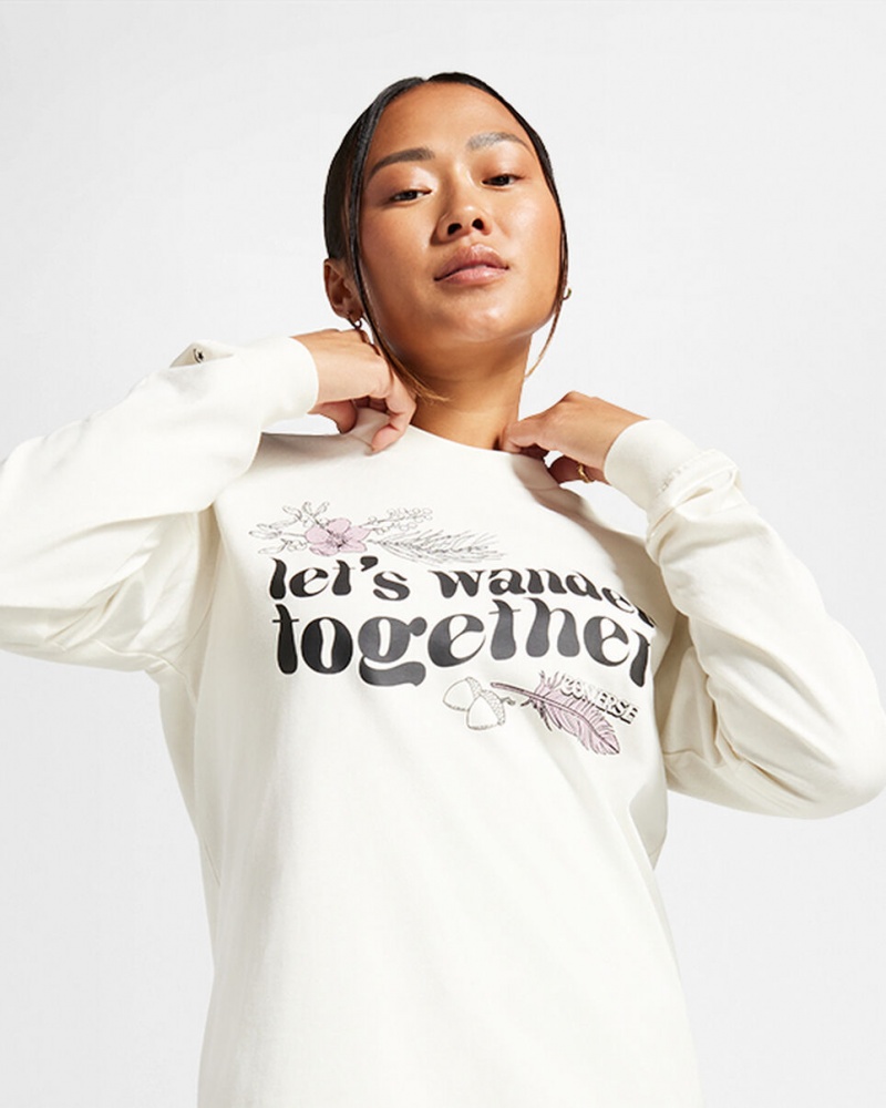 Converse Let's Wander Together Long Sleeve T-Shirt Egret  | IMR-4933904