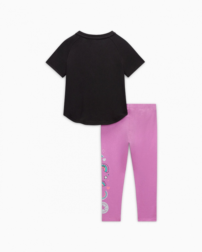 Converse Rainbow Floral T-Shirt & Leggings Set Grape Fizz  | OUW-2817339