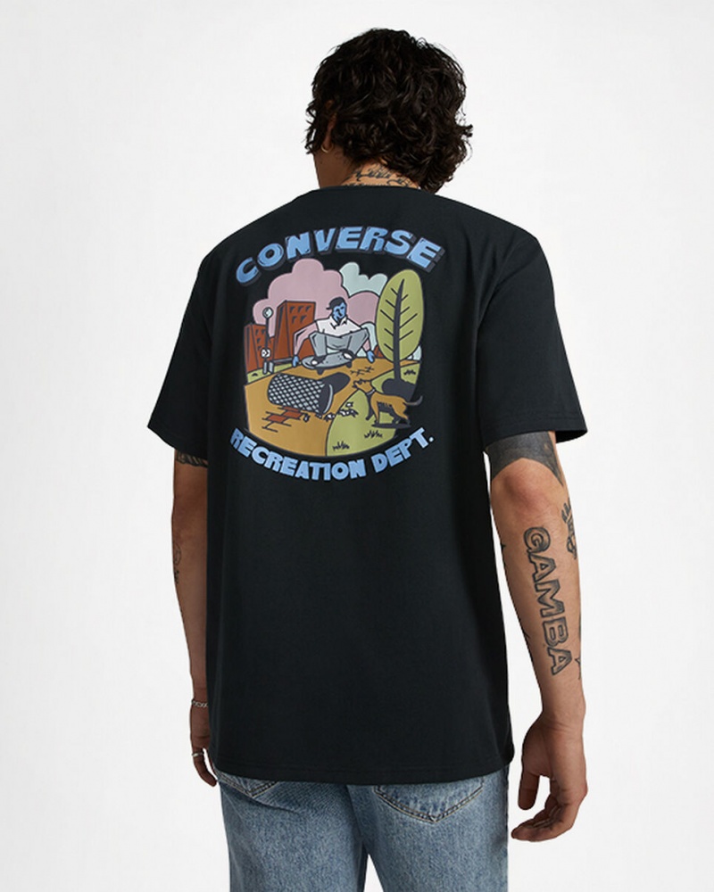 Converse Recreation Department Graphique T-Shirt Noir  | SZE-9347915