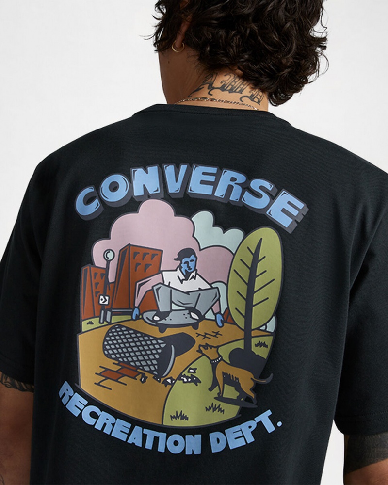 Converse Recreation Department Graphique T-Shirt Noir  | SZE-9347915