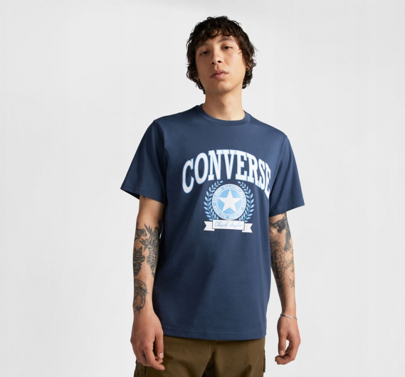 Converse Retro Collegiate Graphique T-Shirt Bleu Marine  | OOZ-6226482